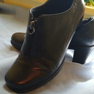 Clarks Black Heeled Bootie/Shoe with Zipper